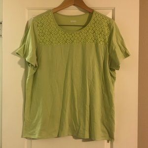 Lime green top with floral detailing